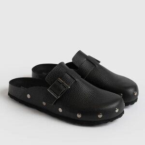 Saint + Sofia black leather studded clog 9